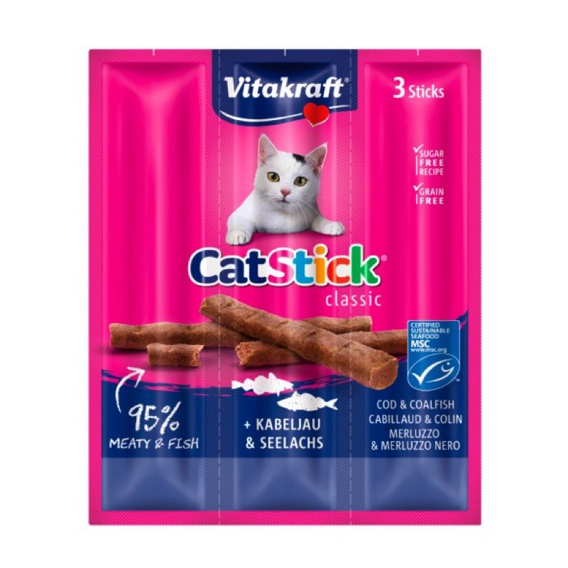(2022/06即期)【CAT 】３入 貓快餐貓肉條6g Vitakraft 貓快餐肉條雙口味 vita貓肉條