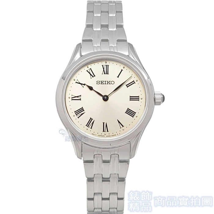 SEIKO 精工 SWR069P1手錶 羅馬時標 米白面 藍寶石鏡面 鋼帶 女錶 【澄緻精品】