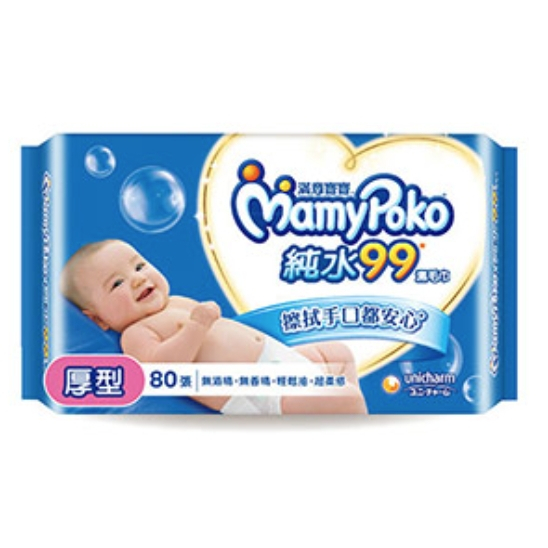 滿意寶寶 溫和純水厚型濕紙巾-補充包 (80入x12包x2箱)