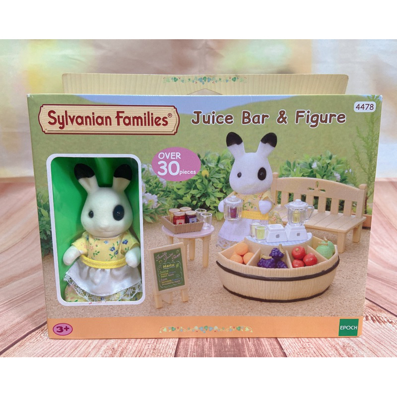 森林家族 全新 絕版 黑眼兔 黑輪兔 果汁吧 禮物 商店 果汁店 水果攤 老物 收藏 黑輪 黑眼 兔 水果店 水果