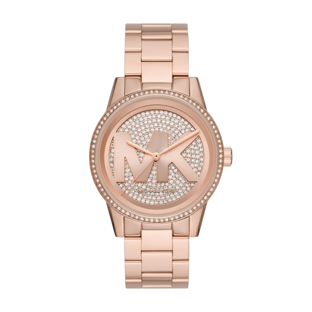 【MICHAEL KORS】華麗晶鑽 滿版大LOGO腕錶 MK6863 42 mm 現代鐘錶