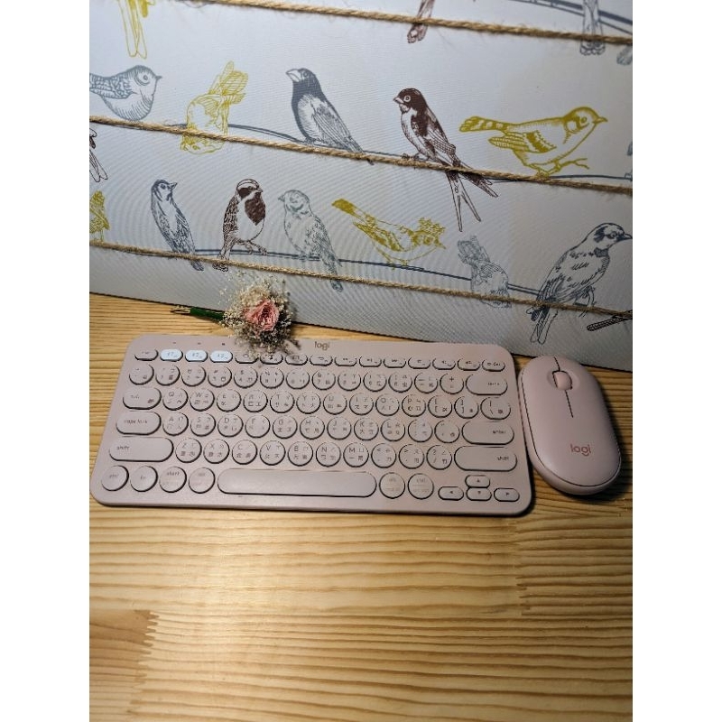 【Logitech 羅技】K380 跨平台藍牙鍵盤 + Pebble M350 鵝卵石無線滑鼠(玫瑰粉) 二手