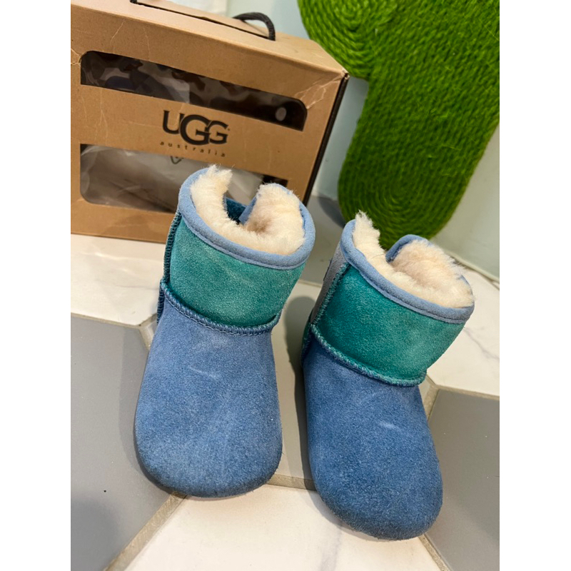 澳洲🇦🇺UGG 嬰幼兒毛絨保暖雪靴 小童鞋 特殊色 藍綠色 魔鬼氈12-18m