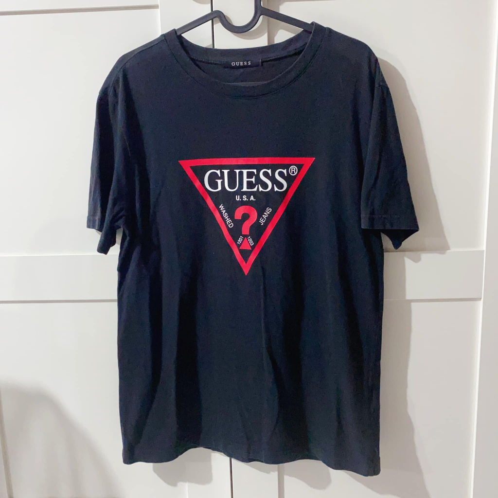 Guess Logo Tee T-shirt 黑色 二手 問號?短袖上衣 現貨一件 尺寸L