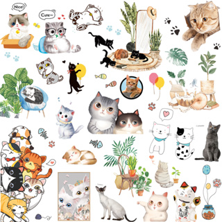 Wall Art 高雄現貨 40款任選 貓咪無痕壁貼 寵物 動物 綠葉 畫框 夢幻 手繪 DIY創意 防水貼紙