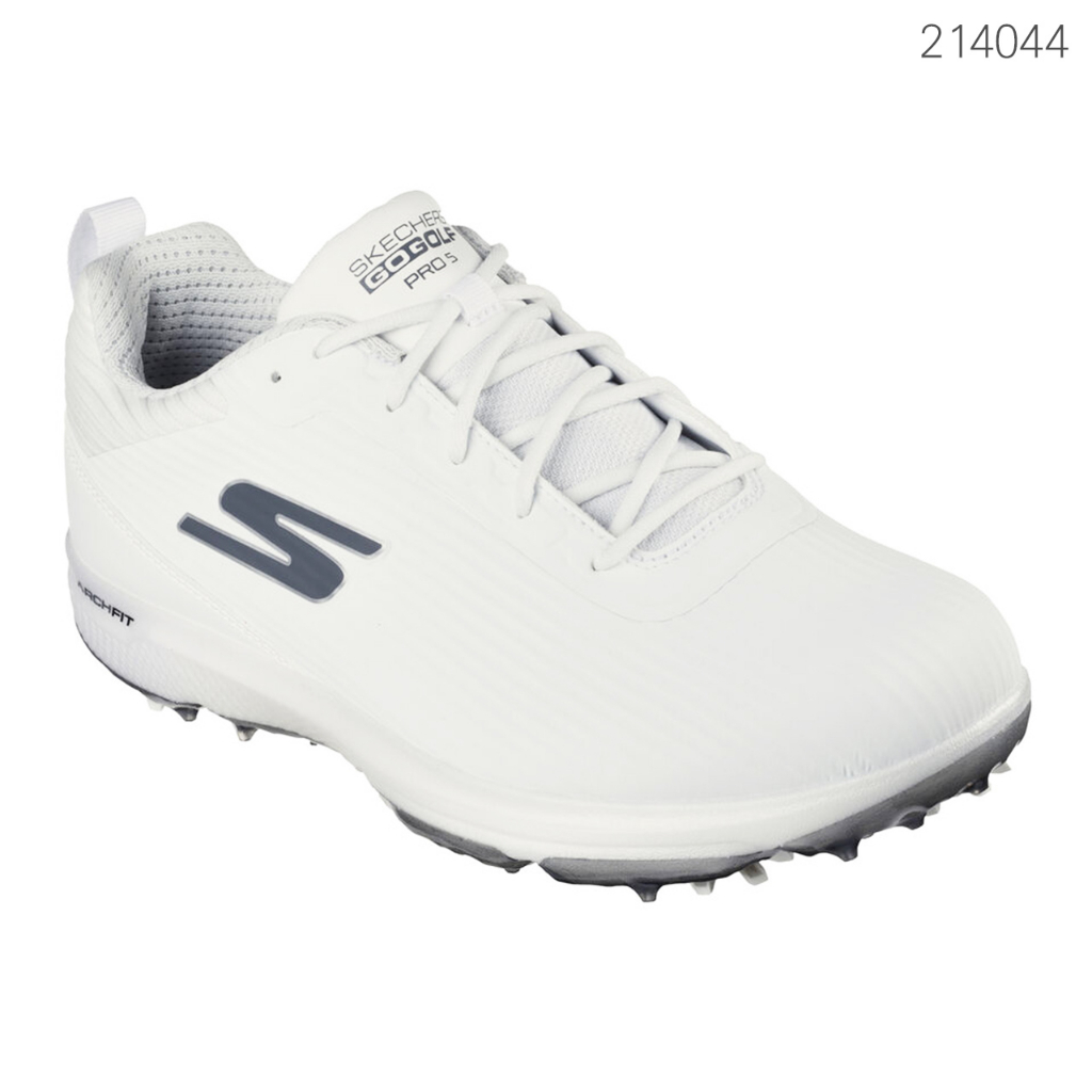 藍鯨高爾夫 SKECHERS Pro 5 Hyper 高爾夫球鞋(有釘/正常楦) #214044（白灰）【零碼出清】