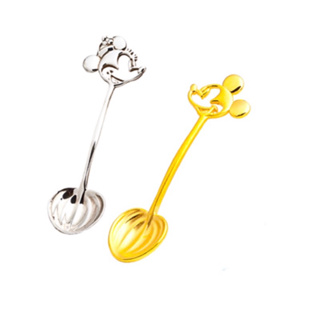 Disney迪士尼系列金飾 黃金/純銀湯匙木盒套組A-米奇+美妮款