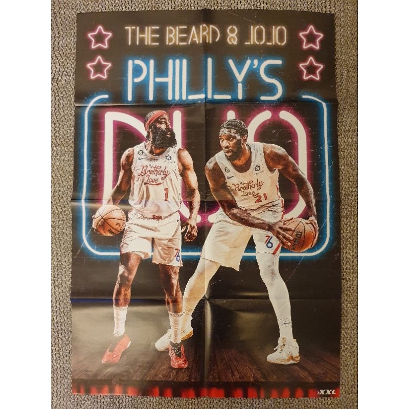 全新 七六人 James Harden &amp; Joel Embiid  費城雙星 摺疊海報  XXL 美國職籃雜誌 NBA