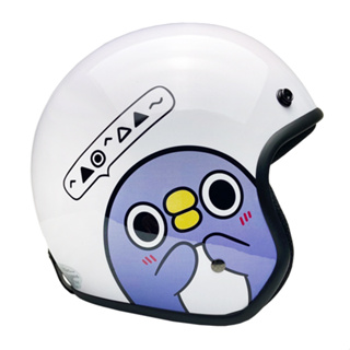 EVO 安全帽 CA-310 復古帽 懶得鳥你-胖企鵝 白 半拆洗 半罩 卡通圖案 正版授權