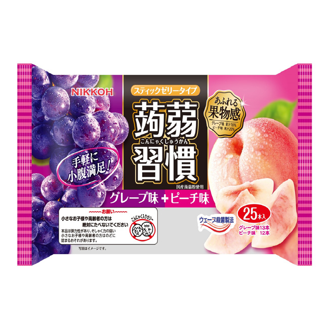 日本 NIKKOH 日幸 蒟蒻習慣 蒟蒻果凍條 25 入/袋   果汁果凍條  雙味 蒟蒻條