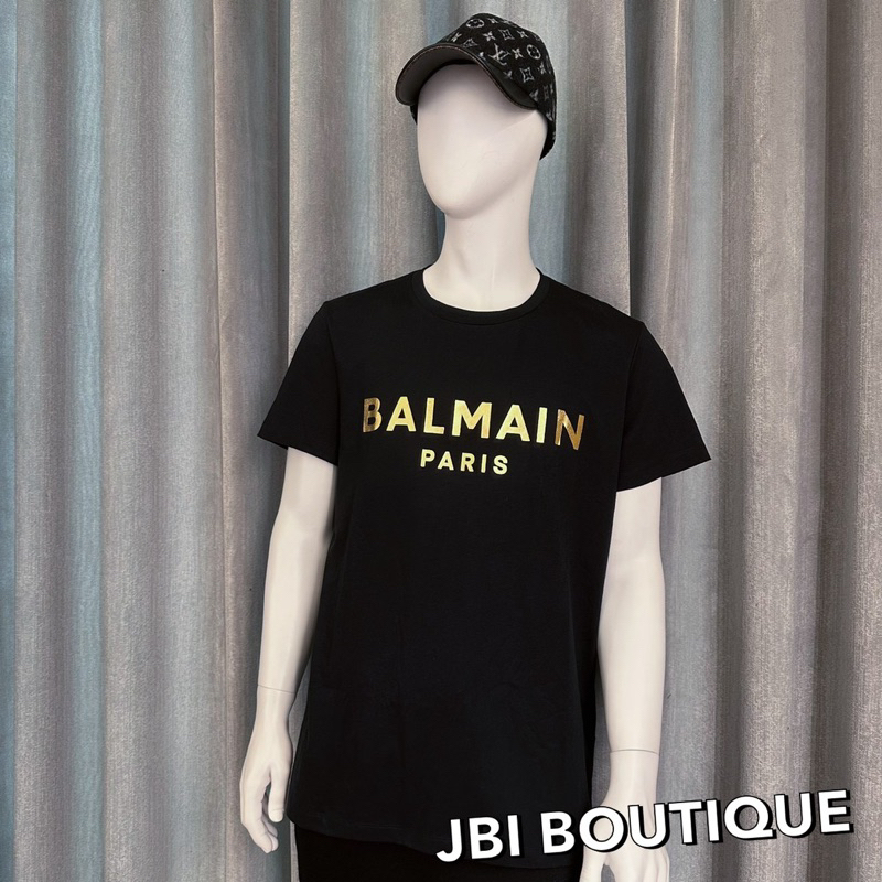 JBI BOUTIQUE✔️法國🇫🇷Balmain 經典燙金Logo 黑色短袖上衣