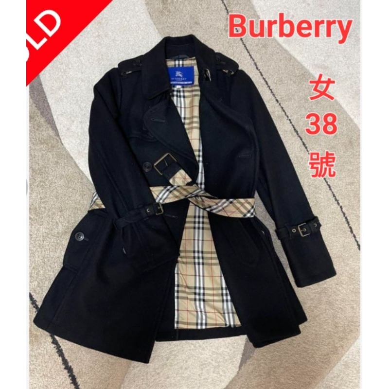 女38號（M）／原價8萬／二手／很新／Burberry ／頂級羊毛大衣+經典格紋