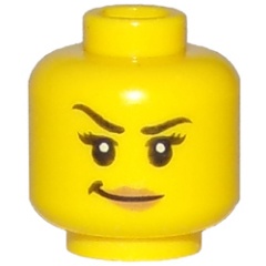 LEGO 樂高 黃色 人偶頭 女生 黑色眉毛 右上揚 睫毛 3626cpb1746