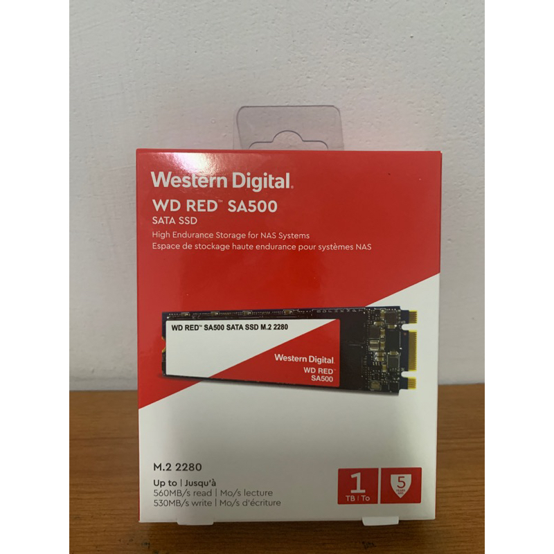 全新未拆的WD RED SA500 1TB M.2 2280 SATA SSD，型號:WDS100T1R0B