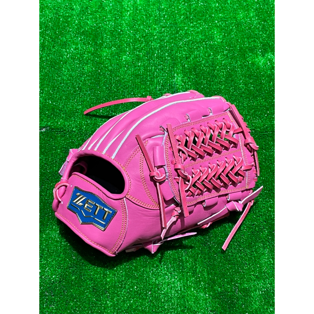棒球世界ZETT SPECIAL ORDER 訂製款棒壘球手套特價內野網L7檔12吋粉紅色藍標