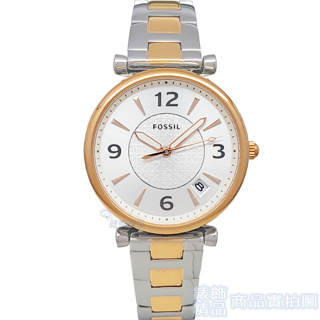 FOSSIL ES5156手錶 銀色面 日期 玫瑰金色X銀色 鋼帶 女錶【錶飾精品】