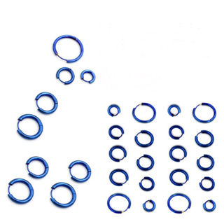耳環 圓釦【藍色】鈦鋼 抗過敏 經典款 圓環 圓圈耳圈 艾豆『B118』