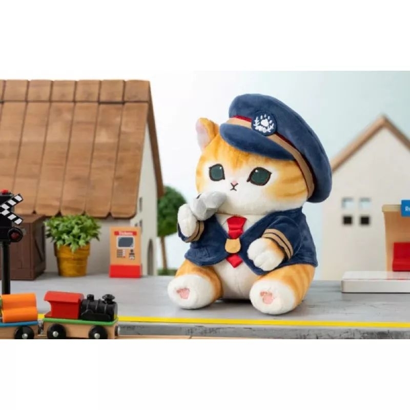 日本正版Mofusand貓福珊迪 限定 站長.列車長貓咪娃娃吊飾