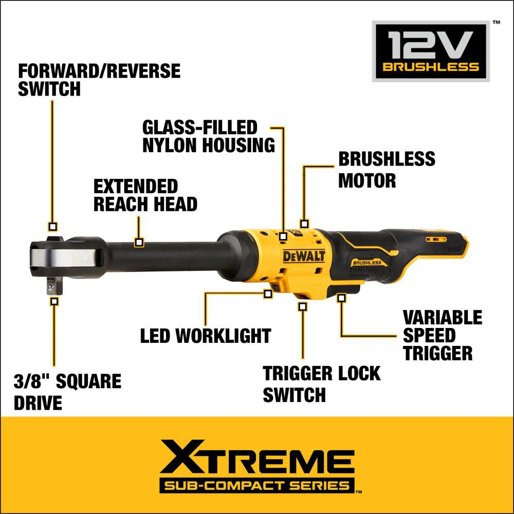 新款DEWALT 得偉 12V 81.3Nm高扭力無碳刷馬達3分電動棘輪扳手DCF503E