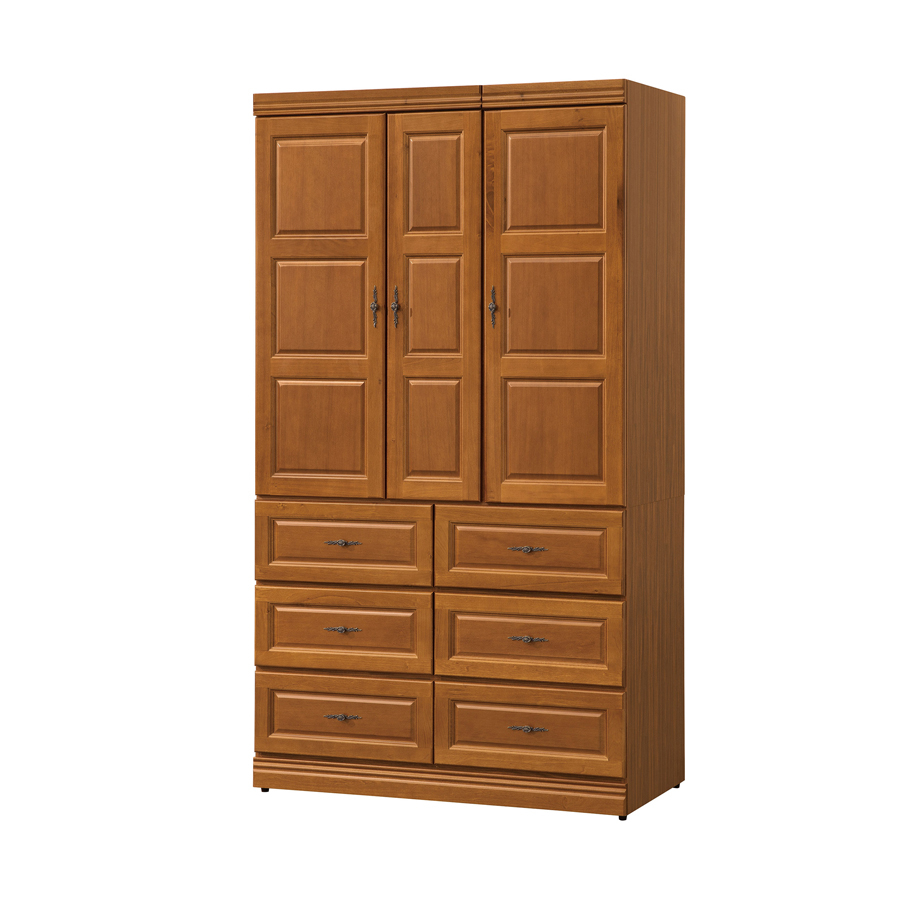 樟木色4X7尺衣櫃〈D477376-3〉【沙發世界家具】衣櫥/衣櫃/衣物收納櫃/邊櫃/置物櫃