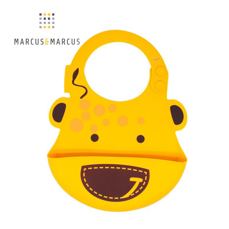 ［全新］Marcus&amp;Marcus 動物樂園矽膠立體 圍兜 黃色 長頸鹿