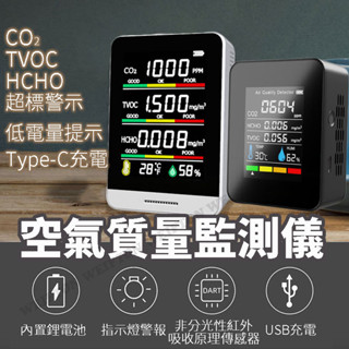 隔日到貨 PM2.5 六合一 空氣品質檢測儀 溫度 濕度 甲醛檢測 濃度檢測儀 二氧化碳偵測器 空氣檢測 甲醛測試儀