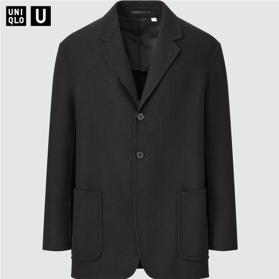 日版 UNIQLO U系列 雙面織紋 羊毛混紡西裝外套 442175 羊毛 外套 男 西裝 外套 女 現貨 二手 黑色