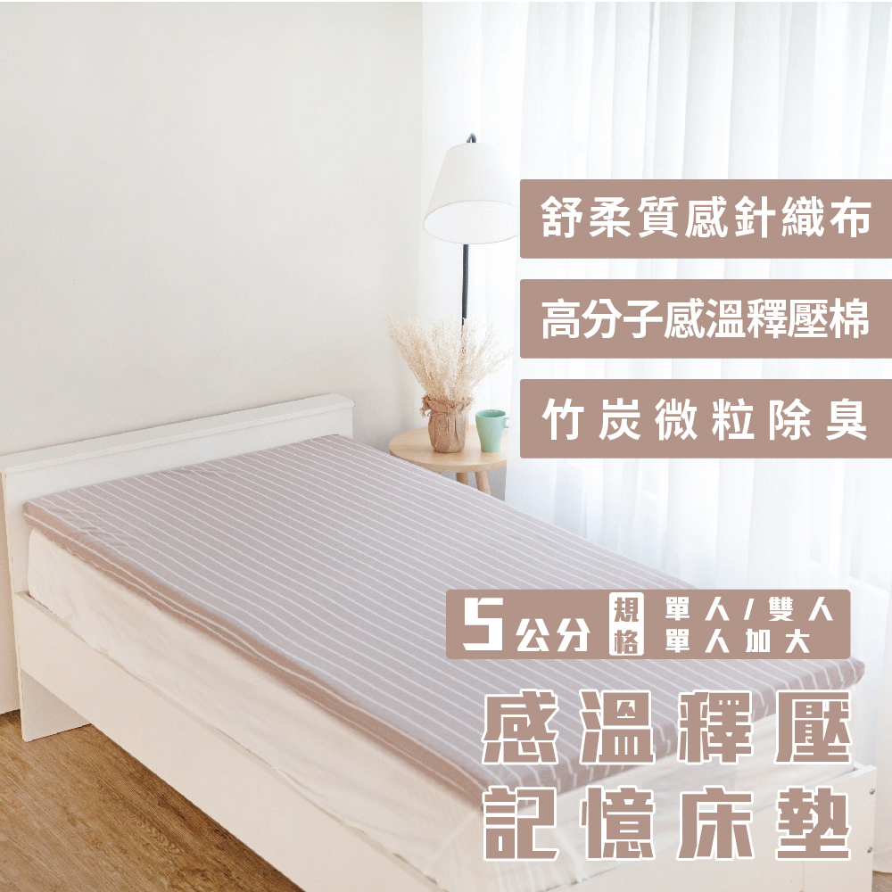 【壓縮捲包床】5公分感溫釋壓床墊(單人/單人加大/雙人) 記憶床墊 工廠直營 台灣製造