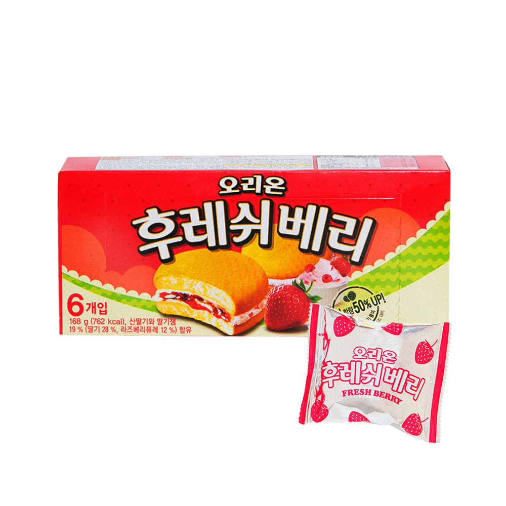 韓國好麗友 草莓夾心蛋糕 168g【家樂福】