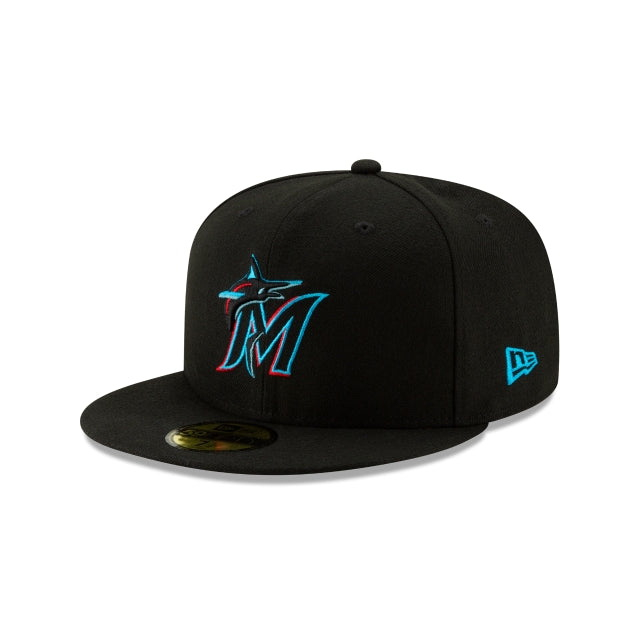 台灣代理公司貨 NEW ERA MLB大聯盟 邁阿密馬林魚 全封球員帽 潮帽 (NE70456861)黑