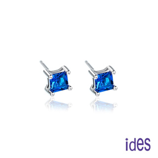 ides愛蒂思鑽石 日系彩寶系列設計款晶鑽耳環/文青藍