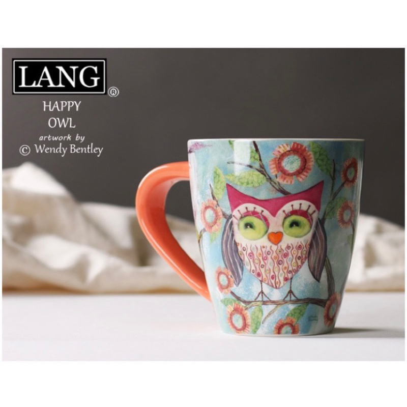 全新現貨-LANG大容量馬克杯-500ml-貓頭鷹馬克杯-外貿單-奶茶杯-咖啡杯-大容量陶瓷馬克杯