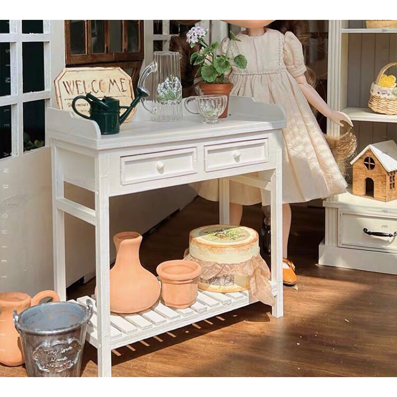 【預購】6分 微縮 法式 花園 園藝 桌子 工作檯 工作桌 架子 櫃子 娃娃屋 袖珍模型 家具 迷你玩具 小布 莉卡