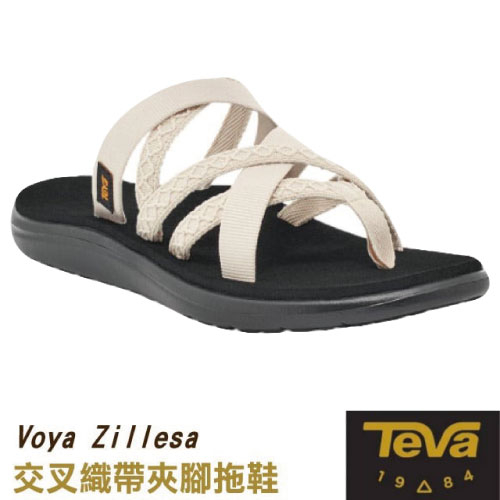 【美國 TEVA】女款 交叉織帶夾腳拖鞋 Voya Zillesa.耐磨運動織帶.溯溪鞋.海灘鞋_白_1117032