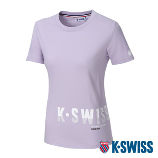 k-swiss logo tee棉質吸排t恤-女-粉紫