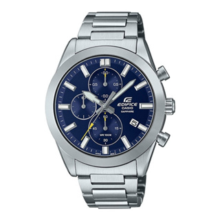 【CASIO】EDIFICE 藍面三眼計時不鏽鋼男錶 藍寶石水晶鏡面 41mm EFB-710D-2A 台灣卡西歐公司貨