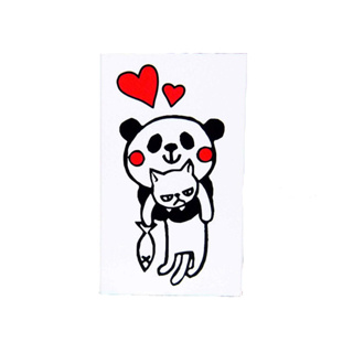 【KODOMO NO KAO】森林系職人木印章-有愛的熊貓與不情願的貓