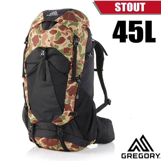 【美國 GREGORY】專業健行登山背包STOUT 45(45L附全罩式防雨罩+可調式懸架系統)_岩紋迷彩_126872