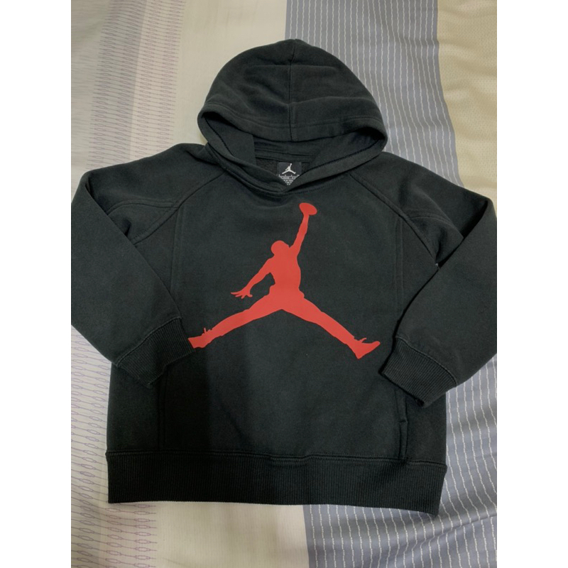 二手 正品 Jordan 刷毛 喬丹 喬登 4歲 5歲 104cm 110cm 男童 淺黑色小童 長袖 帽T 上衣 衣服