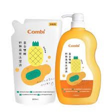 限量促銷~Combi 黃金雙酵奶瓶蔬果洗潔液促銷組 -1罐+1補-1000ml+800ml 超取限3組