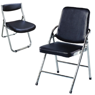 【 IS空間美學】 黑皮類折合椅(2023-B-289-6) 洽談椅//開會椅/會議椅/學生椅/訪客椅 /培訓椅/觀眾椅