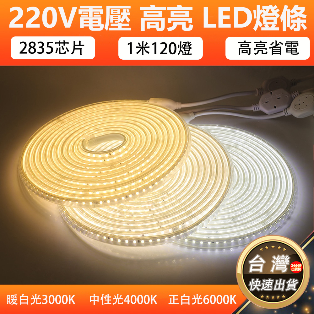 現貨 led燈條 220v插電燈條 高亮2835  房間裝飾  氣氛燈 居家 裝飾 暗槽 燈帶 戶外防水露營燈條