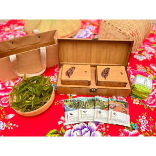 木質茶禮盒 (兩盒附提袋)~赤科山名產天心茶園~赤柯山名產~紅茶包、綠茶包、菊花茶包、金針茶包或茶葉