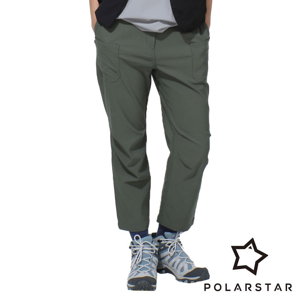 【PolarStar】女彈性工裝休閒長褲『綠卡其』P23854