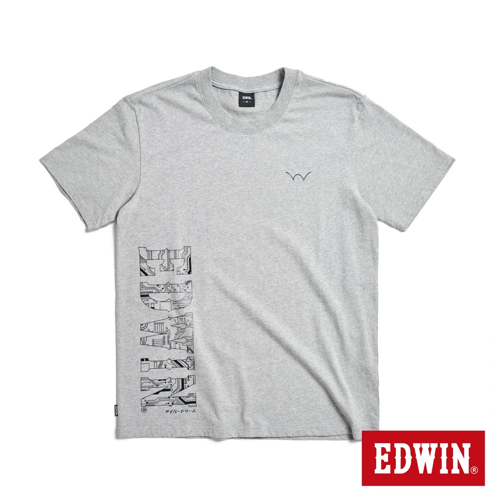 EDWIN 直立大LOGO短袖T恤(麻灰色)-男款