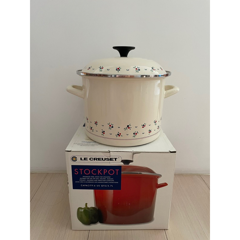 二手Le Creuset Petite Fruit 小碎花鄉村琺瑯圓鍋 絕版品 法國製