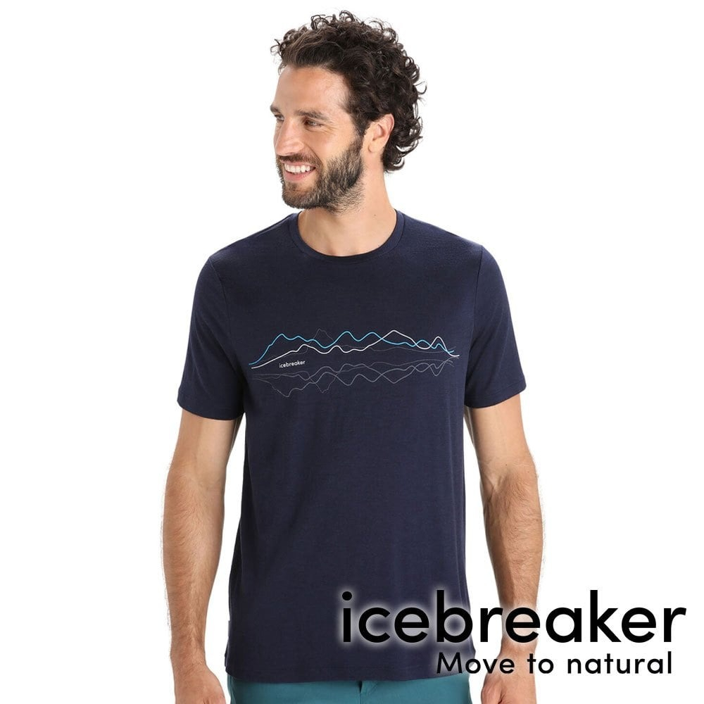 【icebreaker】Tech Lite II男羊毛圓領短袖上衣(山水相連)『海軍藍』0A56N9