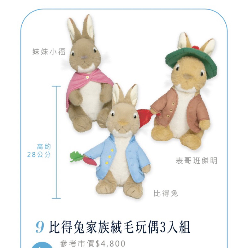 大潤發/全聯 比得兔家族絨毛玩偶 三件組