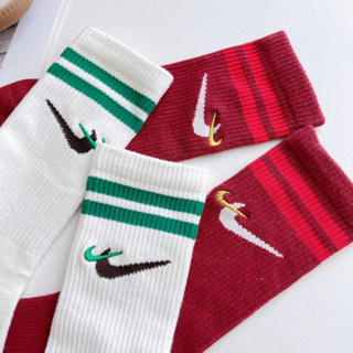 Nike 雙勾 條紋長襪 綠色 紅色 米白綠 雙勾 刺繡 復古 長襪 厚底襪 DQ9165-677 DQ9165-133