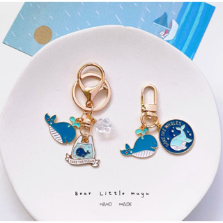 可愛小藍鯨🐳金色吊飾 掛勾 鯨魚 鑰匙圈 耳機盒包包 隨身碟掛件 ins原創設計/小禮物